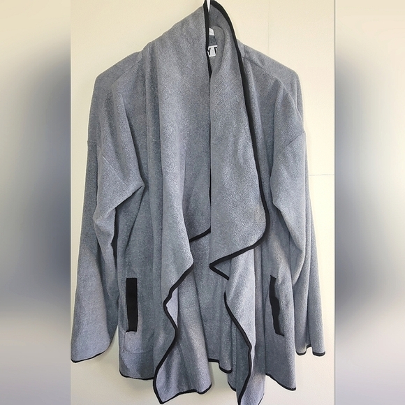 DKNY Lounge Wear Open Front Embroidered Logo Back Cardigan, Medium - Picture 1 of 4